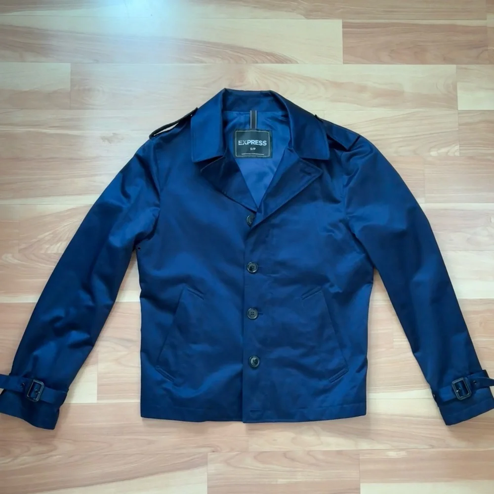 Express Navy Cotton Blend Military Blazer Jacket Size Small Business Casual Prep